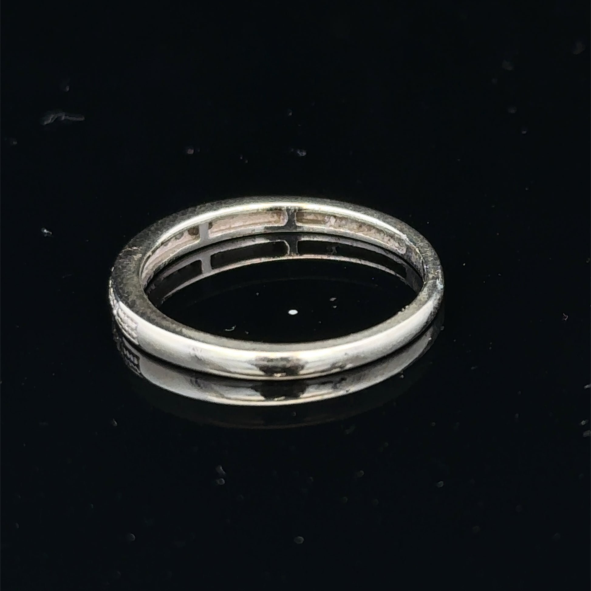 9ct white gold half eternity diamond ring with small round diamonds, size N, crafted by Reeves and Sons.