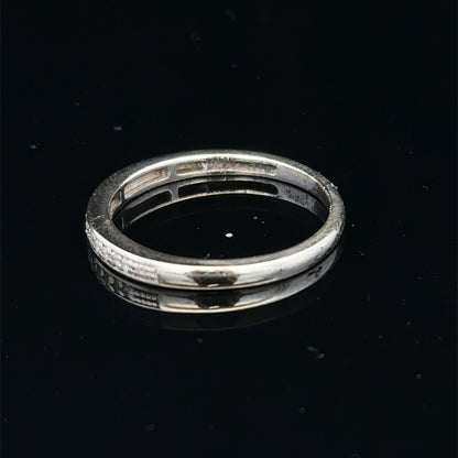 9ct white gold half eternity diamond ring with small sparkling diamonds, size N, by Reeves and Sons.