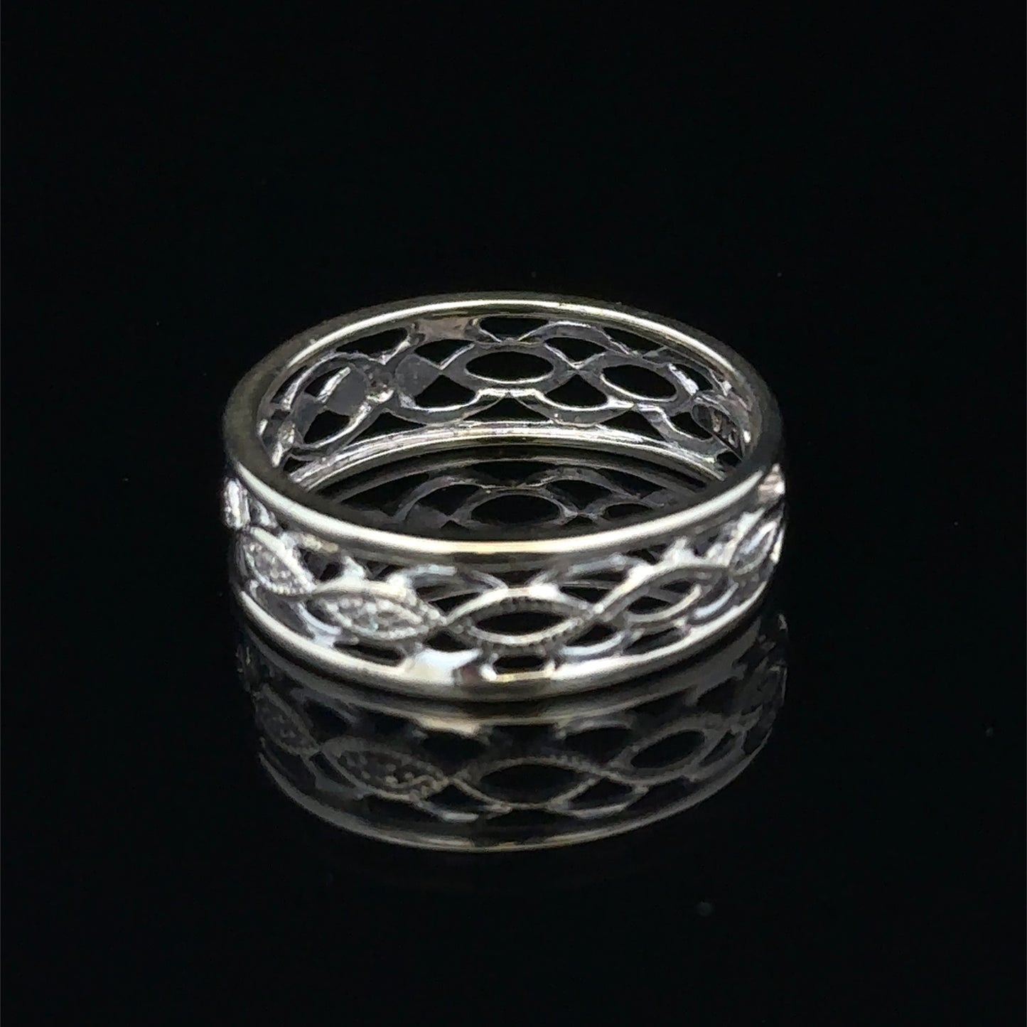 9ct white gold diamond ring in size L with sparkling diamonds, crafted by Reeves and Sons.