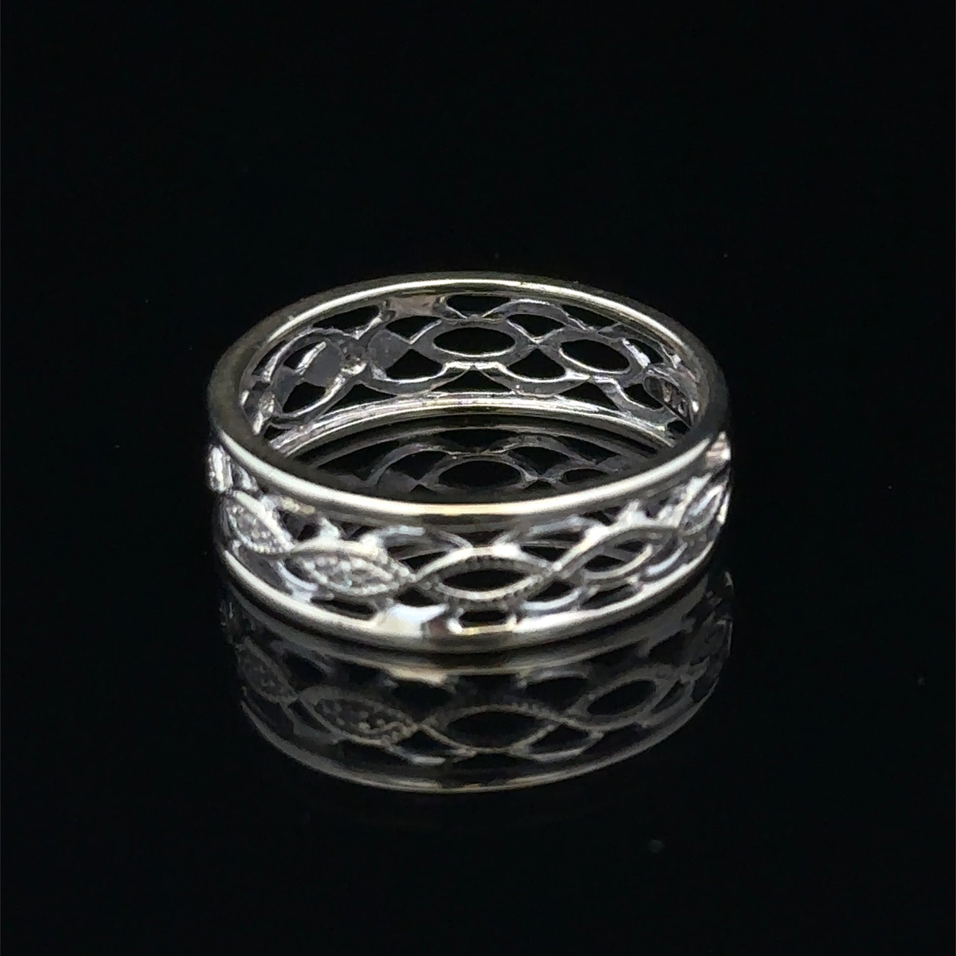 9ct white gold diamond ring in size L with sparkling diamonds, crafted by Reeves and Sons.