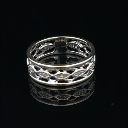9ct white gold diamond ring in size L with sparkling diamonds, crafted by Reeves and Sons, displayed on a neutral background.