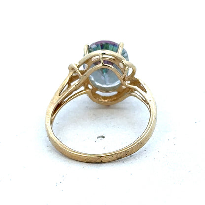 9ct yellow gold ring size P from Reeves and Sons, close-up of the smooth band and polished finish.