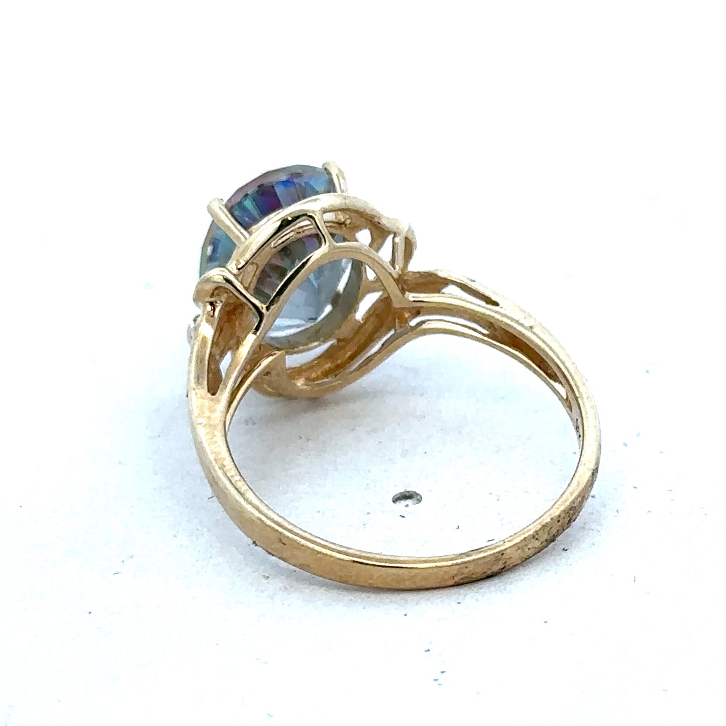 9ct yellow gold ring in size P with a smooth band, crafted by Reeves and Sons, displayed on a neutral background.