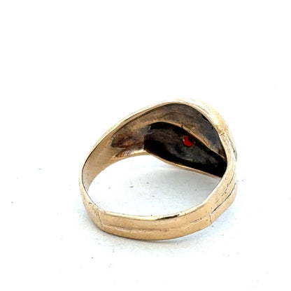 9ct yellow gold ring size R from Reeves and Sons, featuring a smooth polished band and classic design.