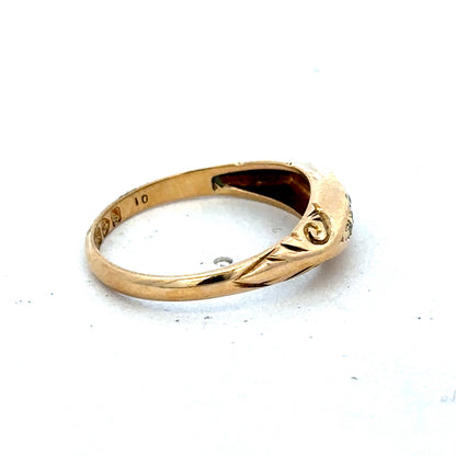18ct yellow gold diamond ring in size P with sparkling diamonds, crafted by Reeves and Sons.
