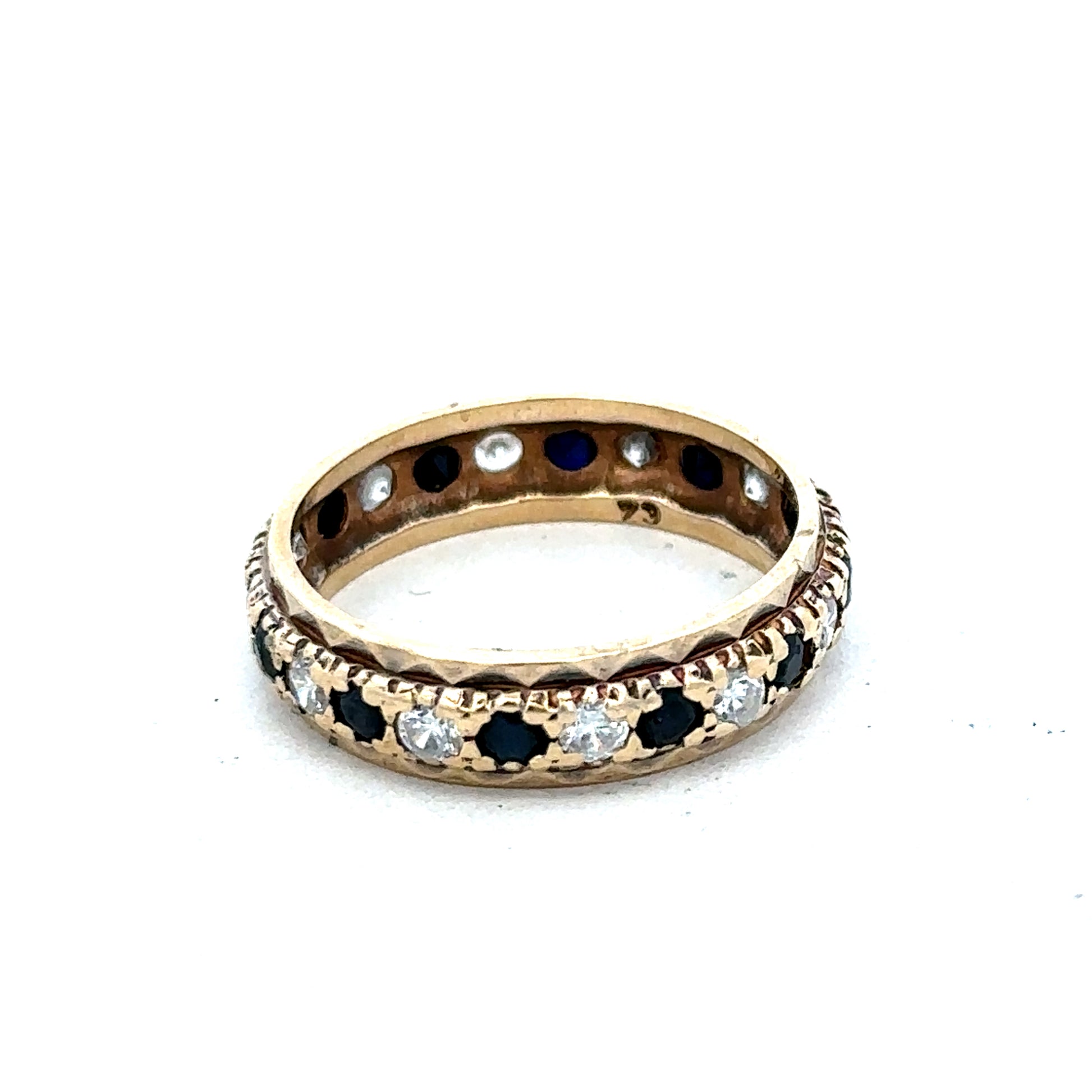9ct yellow gold ring size M1/2 from Reeves and Sons, featuring a polished band and classic design.