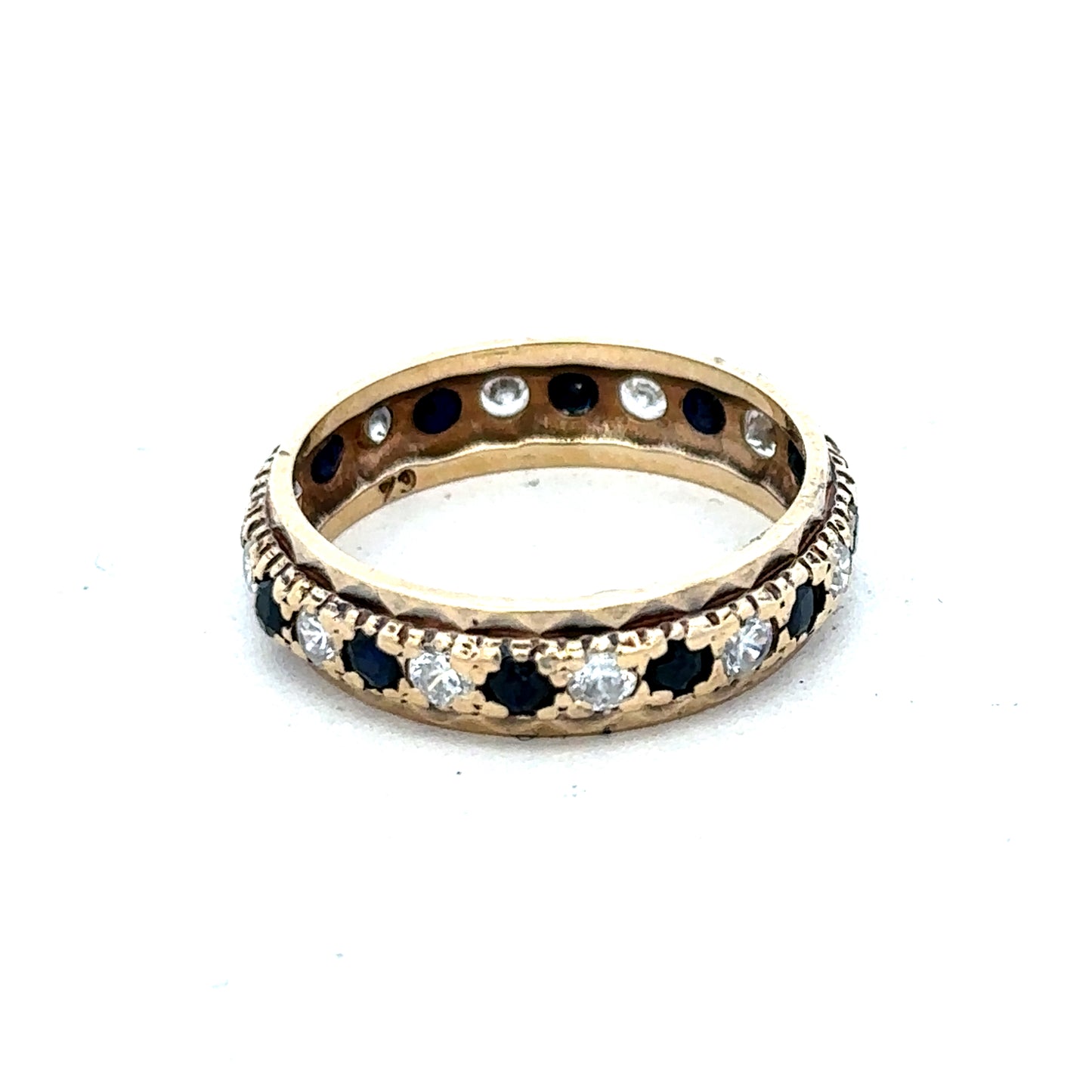 9ct yellow gold ring in size M1/2 with a smooth band, crafted by Reeves and Sons.