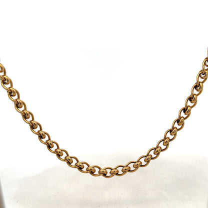 9ct yellow gold rollerball chain with a smooth, shiny finish, weighing 33.9g, crafted by Reeves and Sons.