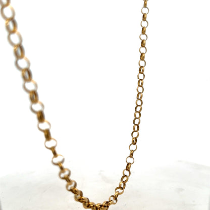 9ct yellow gold belcher chain from Reeves and Sons, 15g, showcasing a classic jewelry chain with polished links.