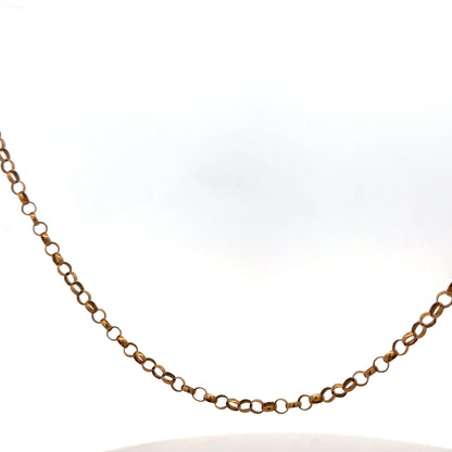 9ct yellow gold belcher chain weighing 4.7g, featuring classic linked design by Reeves and Sons.