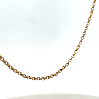 9ct yellow gold belcher chain weighing 6.2g, showcasing its links and shine, from Reeves and Sons.