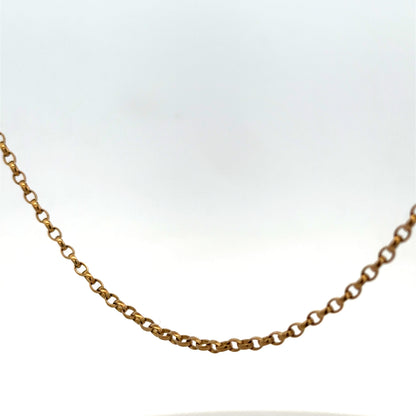 9ct yellow gold belcher chain with a polished finish, weighing 6.2g, from Reeves and Sons.