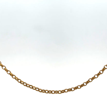 9ct yellow gold belcher chain weighing 6.2g, featuring classic link design by Reeves and Sons.