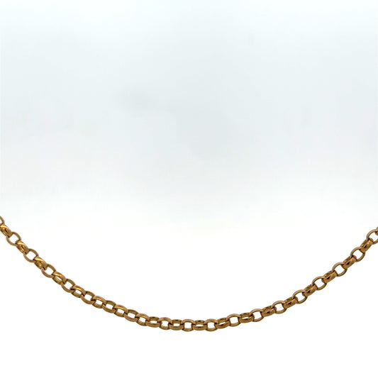 9ct yellow gold belcher chain weighing 6.2g, featuring classic link design by Reeves and Sons.