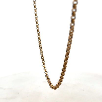 9ct yellow gold belcher chain with a polished finish, weighing 14.5 grams, from Reeves and Sons.