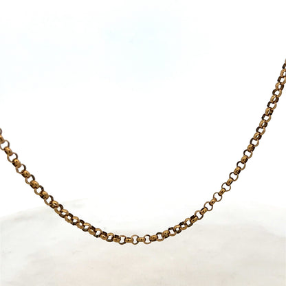 9ct yellow gold belcher chain with a smooth, linked design, weighing 14.5g, from Reeves and Sons.