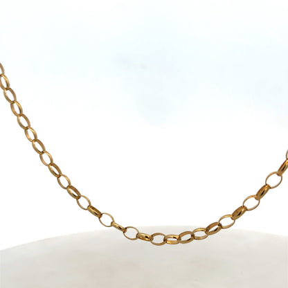 9ct yellow gold belcher chain with a polished finish, weighing 7.8g, from Reeves and Sons.