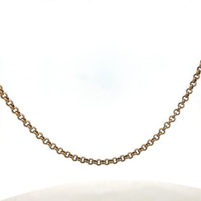 9ct yellow gold belcher chain from Reeves and Sons, 13.4g, showcasing its polished links and durable design.
