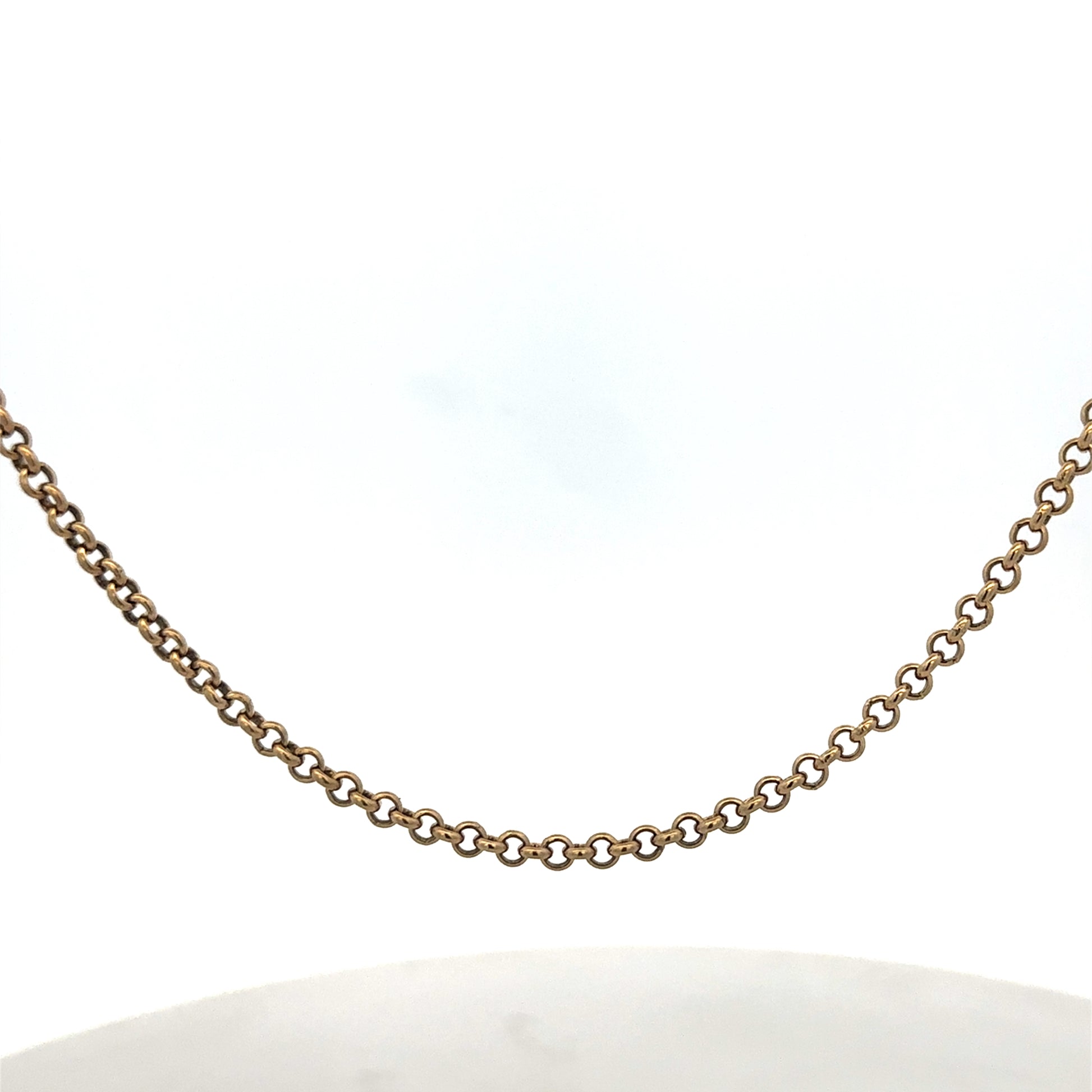 9ct yellow gold belcher chain weighing 13.4g from Reeves and Sons, close-up of the textured link design on a plain background.