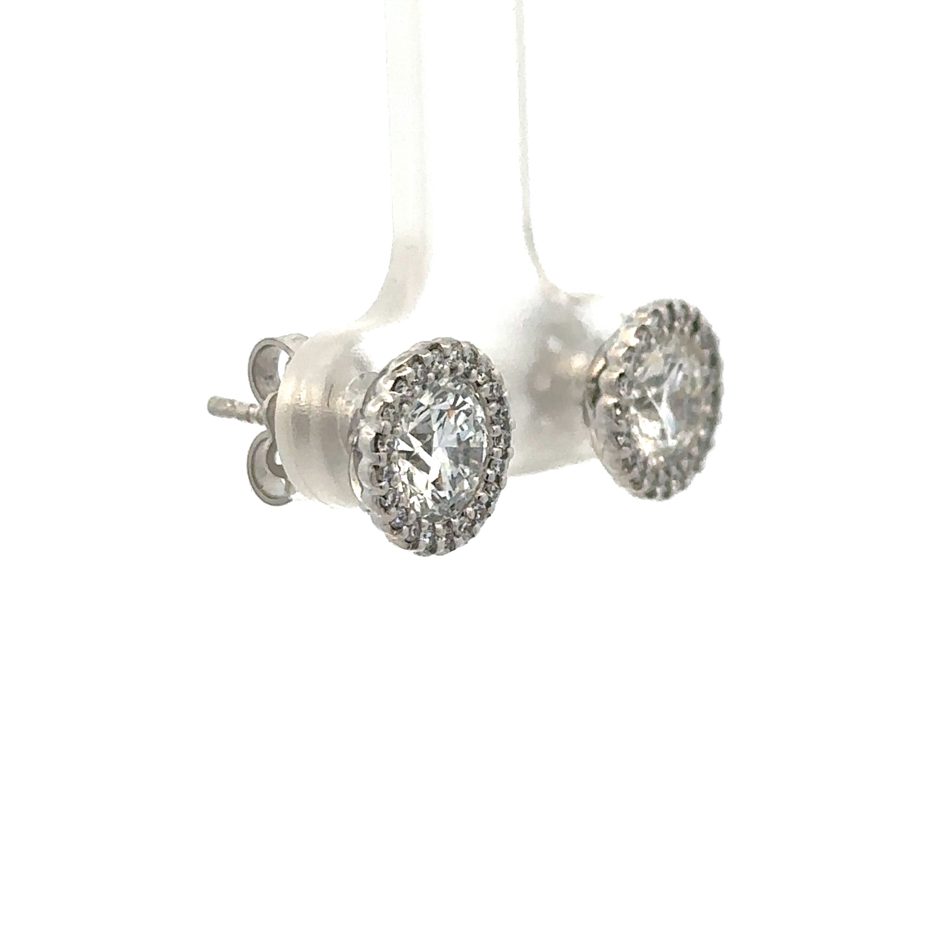 Reeves and Sons 18ct white gold lab-grown diamond stud earrings with sparkling diamonds, weight 3.3g, elegant jewelry for pierced ears.