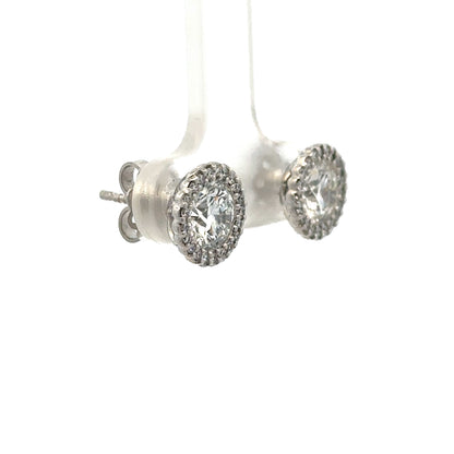 Reeves and Sons 18ct white gold lab-grown diamond stud earrings with sparkling diamonds, weight 3.3g, elegant jewelry for pierced ears.