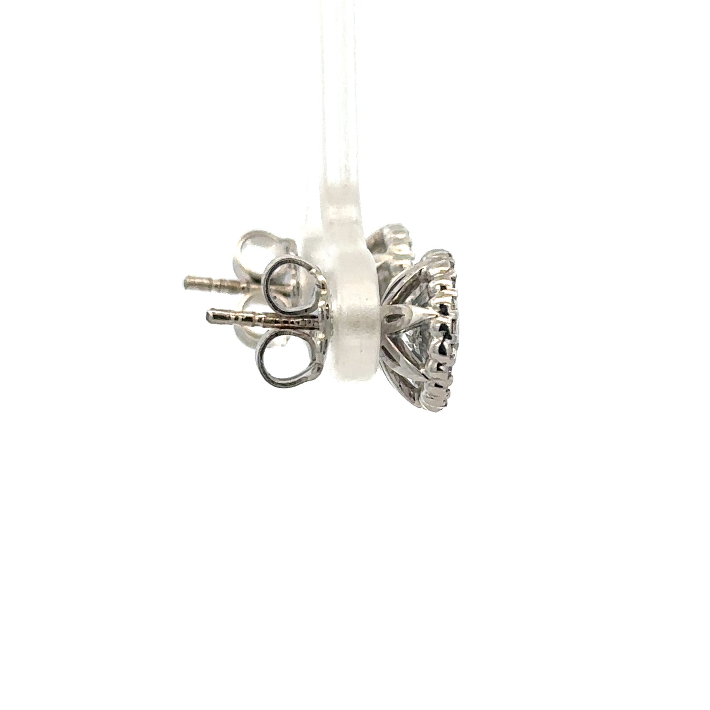 18ct white gold lab-grown diamond stud earrings by Reeves and Sons featuring sparkling diamonds set in a sleek design.