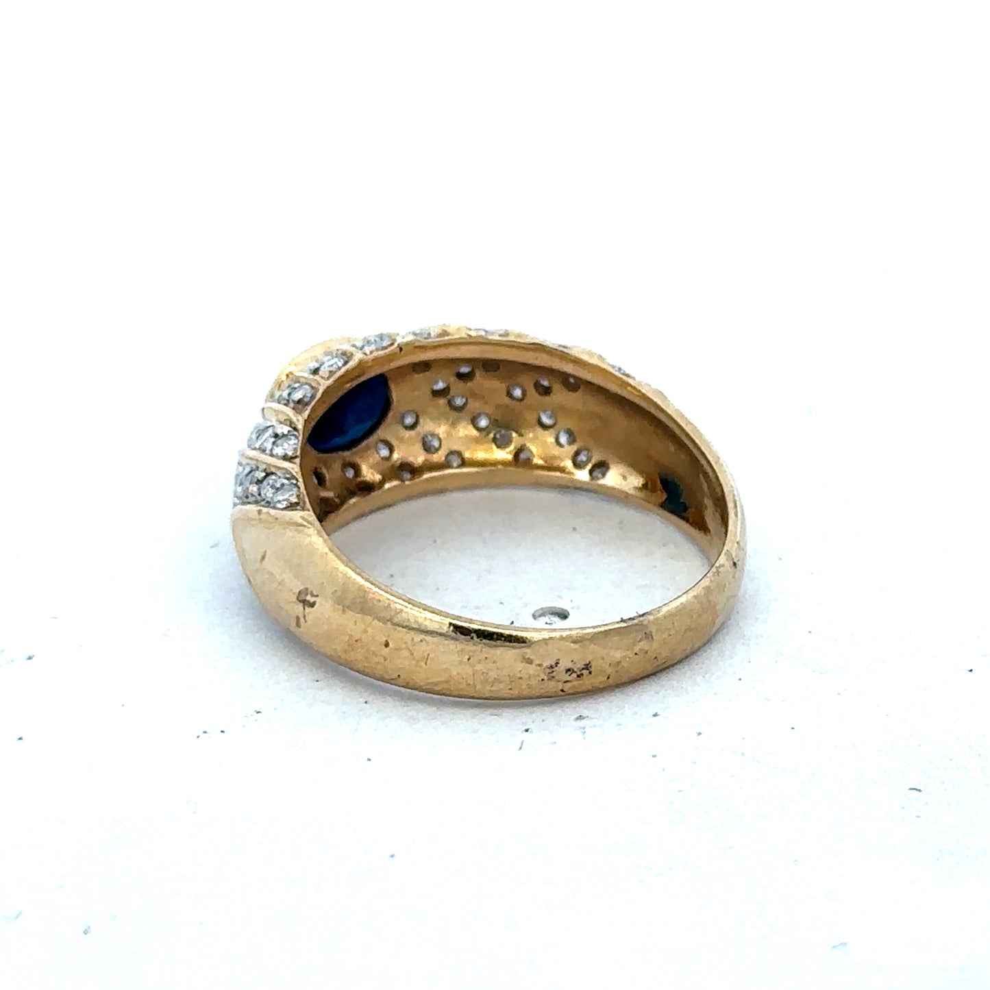18ct yellow gold diamond ring by Reeves and Sons, size P, featuring a sparkling diamond in a classic band design.