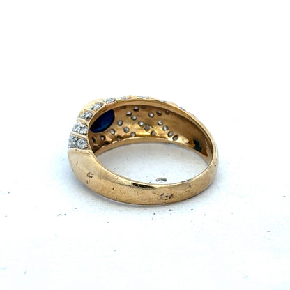 18ct yellow gold diamond ring by Reeves and Sons, size P, featuring a sparkling diamond in a classic band design.