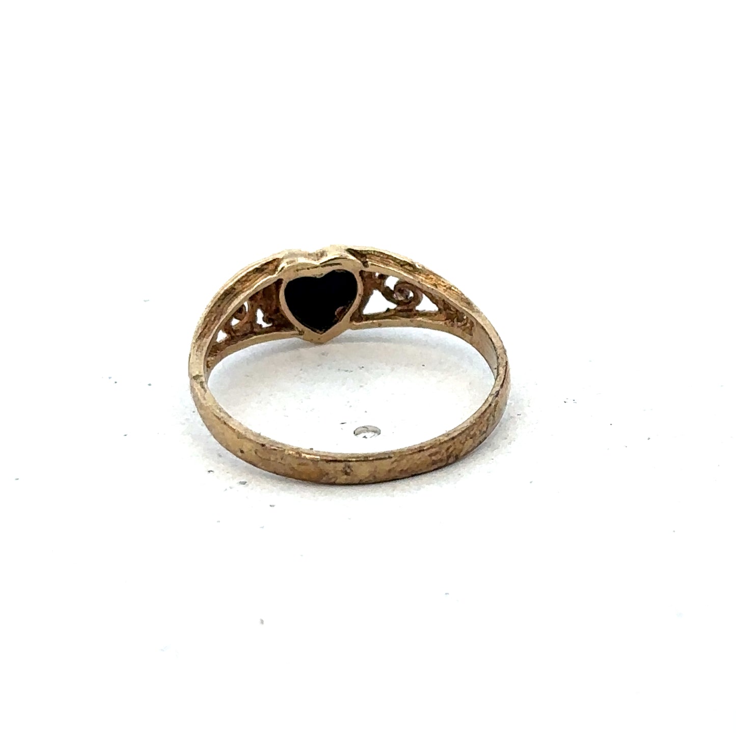 9ct yellow gold ring in size L with a smooth band, crafted by Reeves and Sons, shown on a plain background
