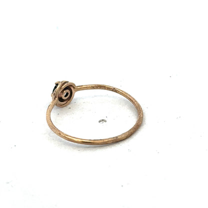 9ct yellow gold ring in size M with a smooth band, crafted by Reeves and Sons, shown on a plain background.