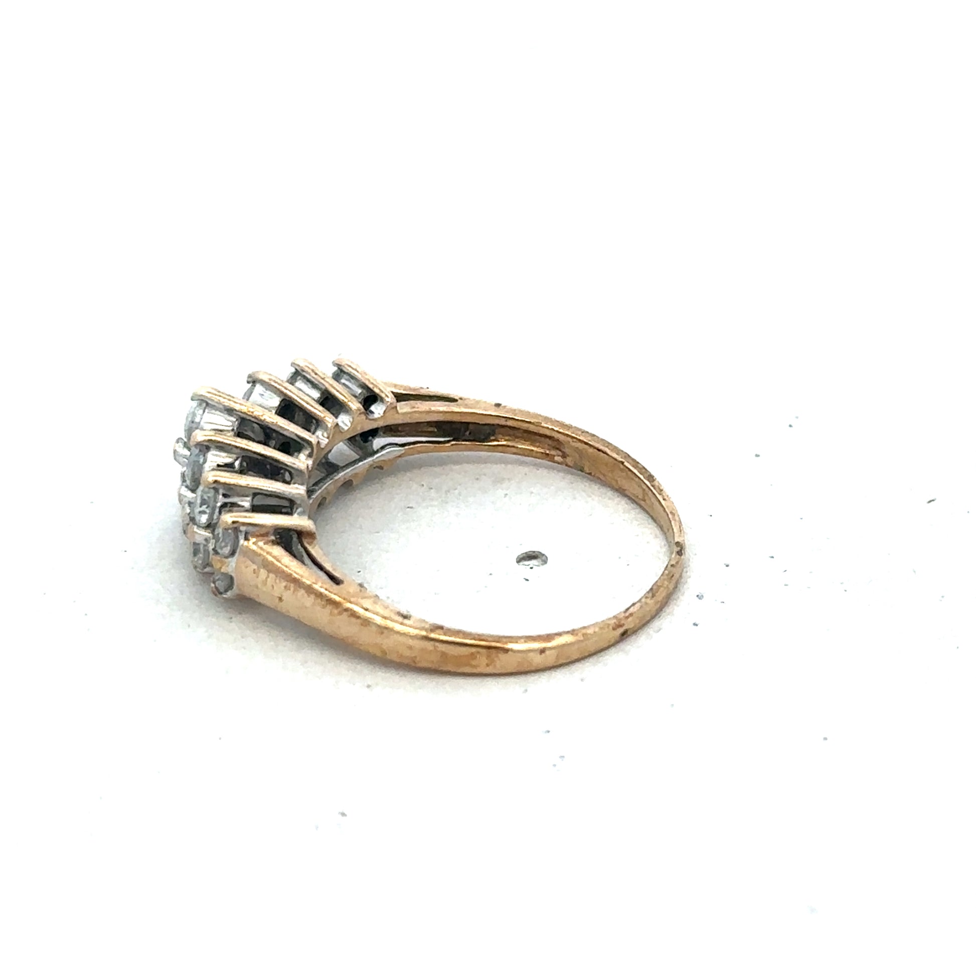 9ct yellow gold ring size N1/2 with smooth band, crafted by Reeves and Sons, shown close-up on a plain background.