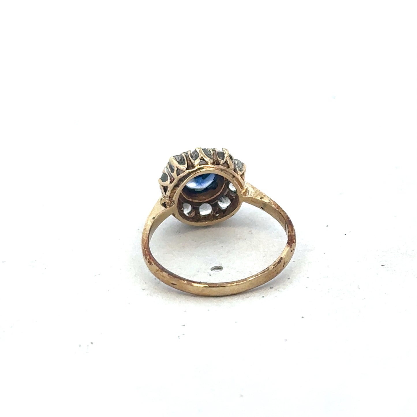9ct yellow gold ring in size N with a smooth band, crafted by Reeves and Sons, displayed on a neutral background.