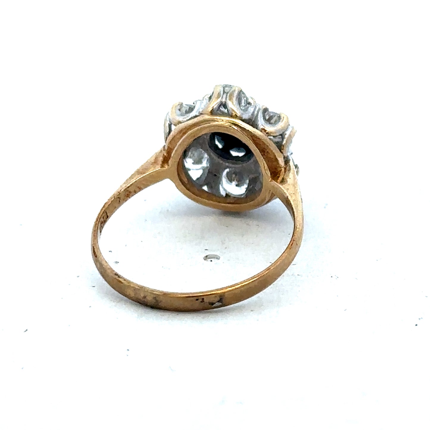 9ct yellow gold ring size O by Reeves and Sons, featuring a smooth polished band with a classic design.