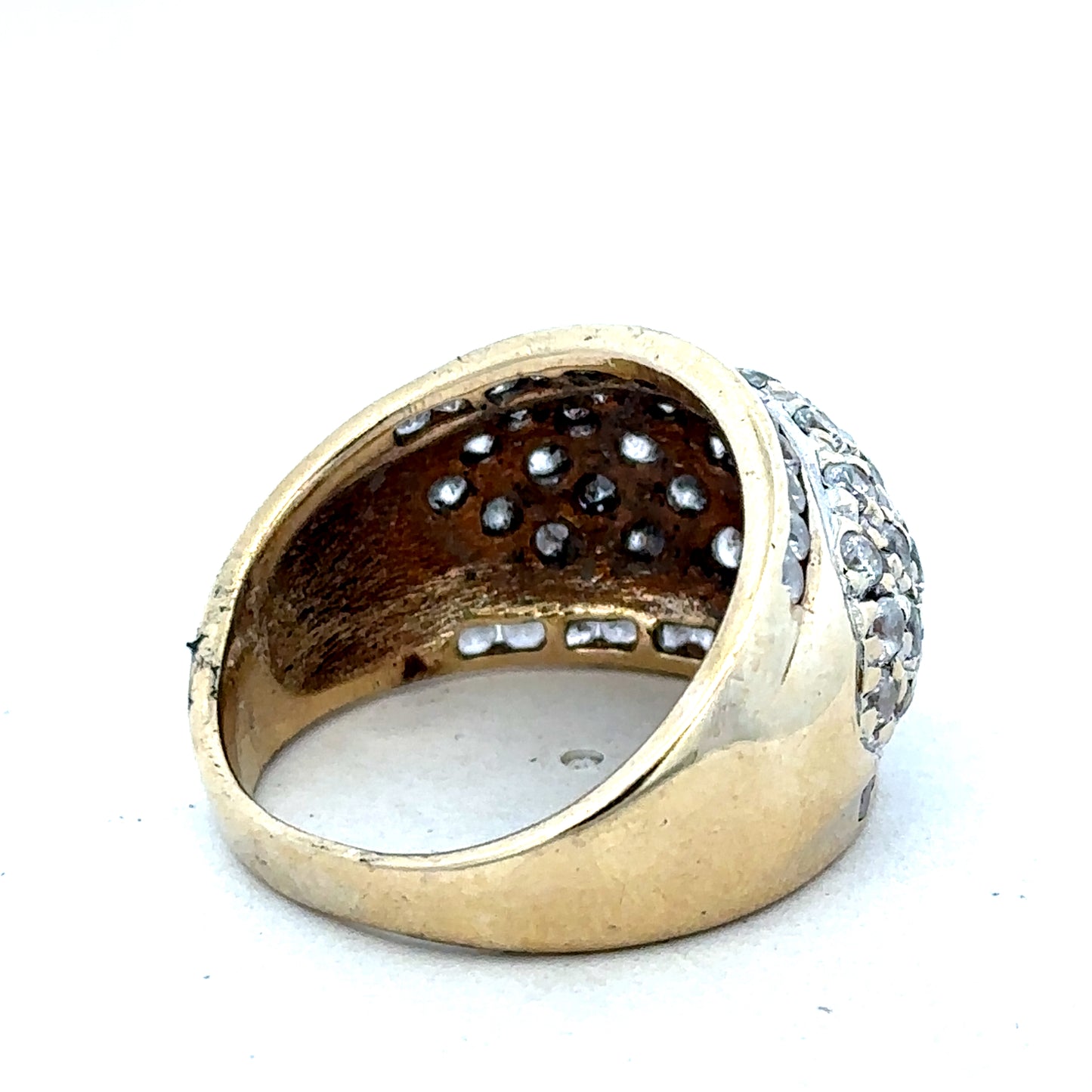 9ct yellow gold ring in size U from Reeves and Sons, showcasing a smooth, polished band on a plain background.