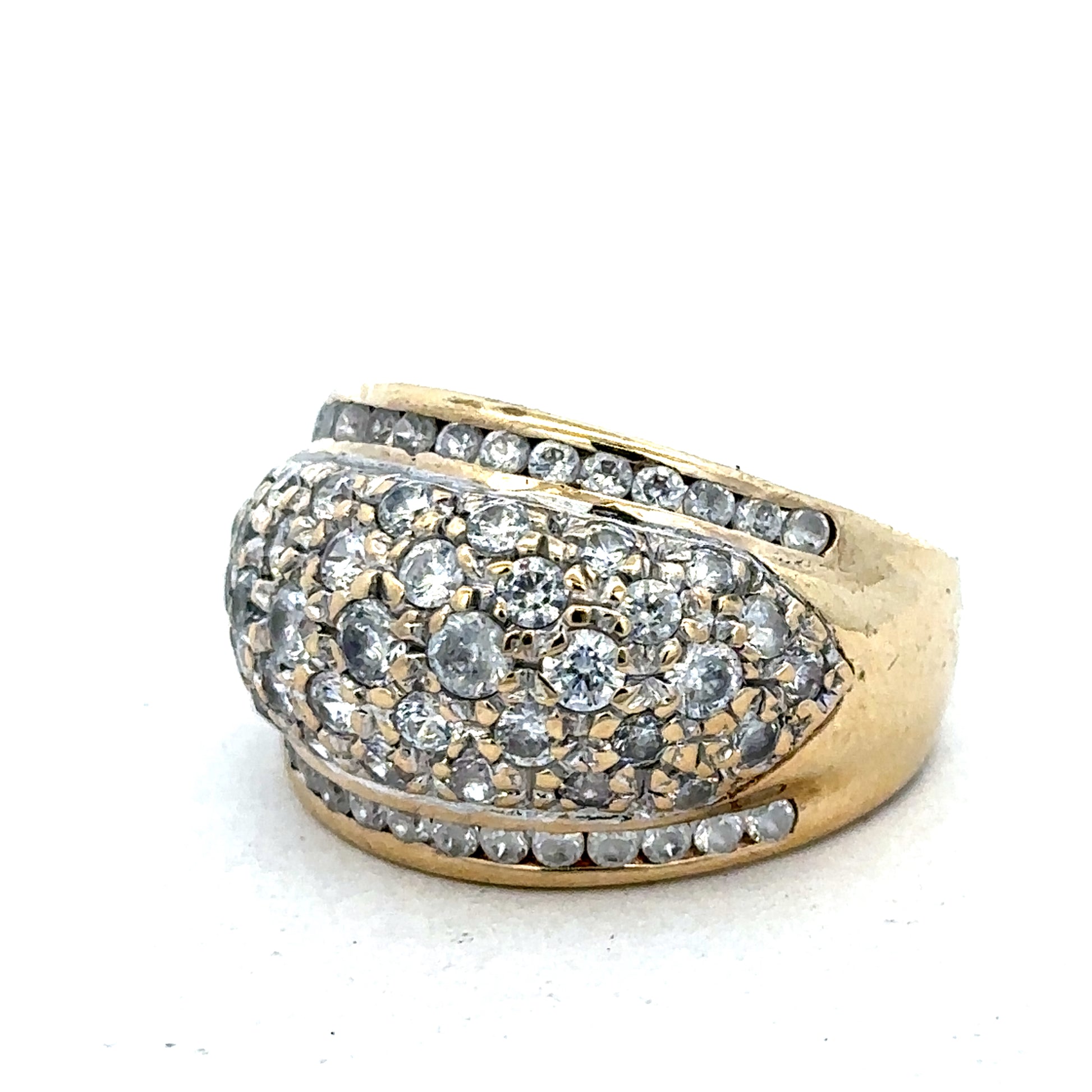 9ct yellow gold ring in size U by Reeves and Sons, showcasing a smooth polished band on a white background.