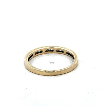 9ct yellow gold diamond half eternity ring with small sparkling diamonds, size N, by Reeves and Sons.