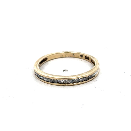 9ct yellow gold diamond half eternity ring showcasing sparkling diamonds set in a sleek band, size N by Reeves and Sons.
