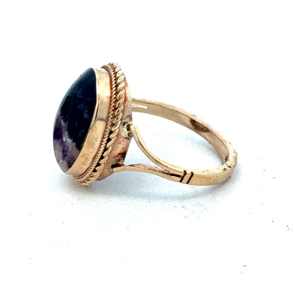 9ct yellow gold ring in size L with a simple band design, crafted by Reeves and Sons.