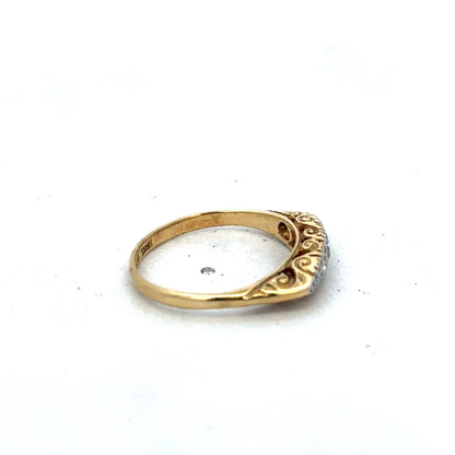 18ct yellow gold diamond ring by Reeves and Sons, size L1/2, featuring a sparkling diamond setting.