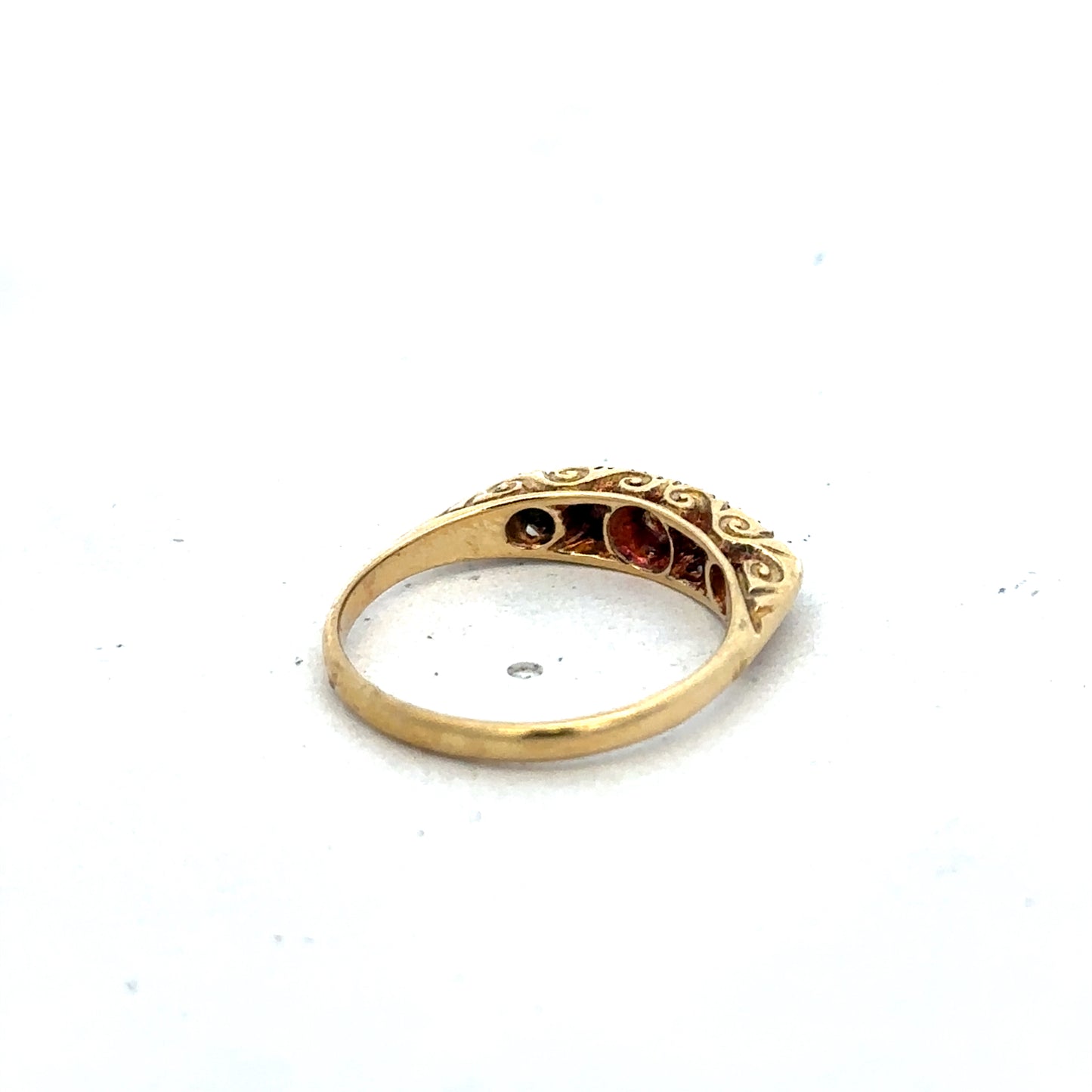 18ct yellow gold diamond ring by Reeves and Sons, size L1/2, featuring sparkling diamonds and a classic polished band.