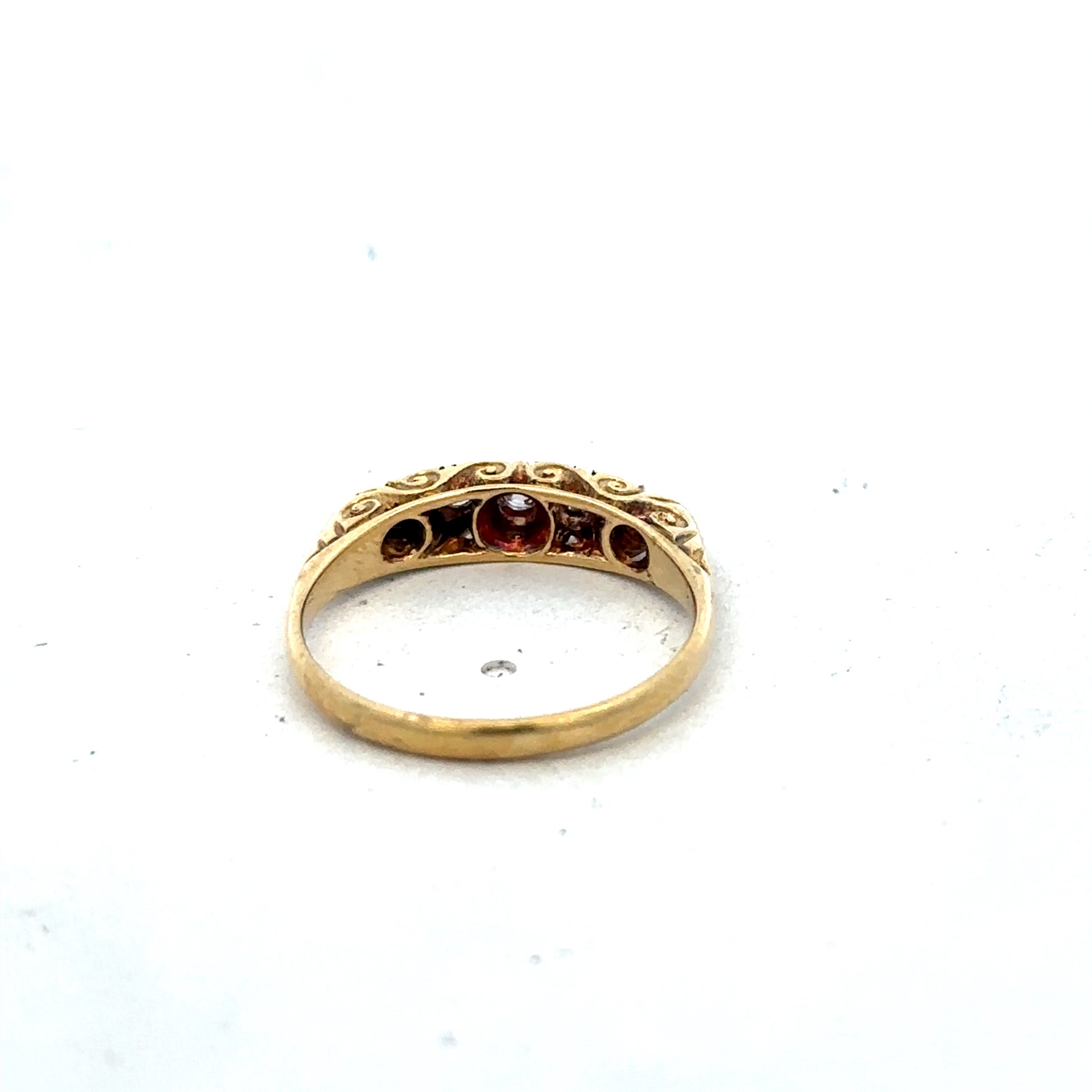 18ct yellow gold diamond ring in size L1/2 with sparkling diamonds, by Reeves and Sons.