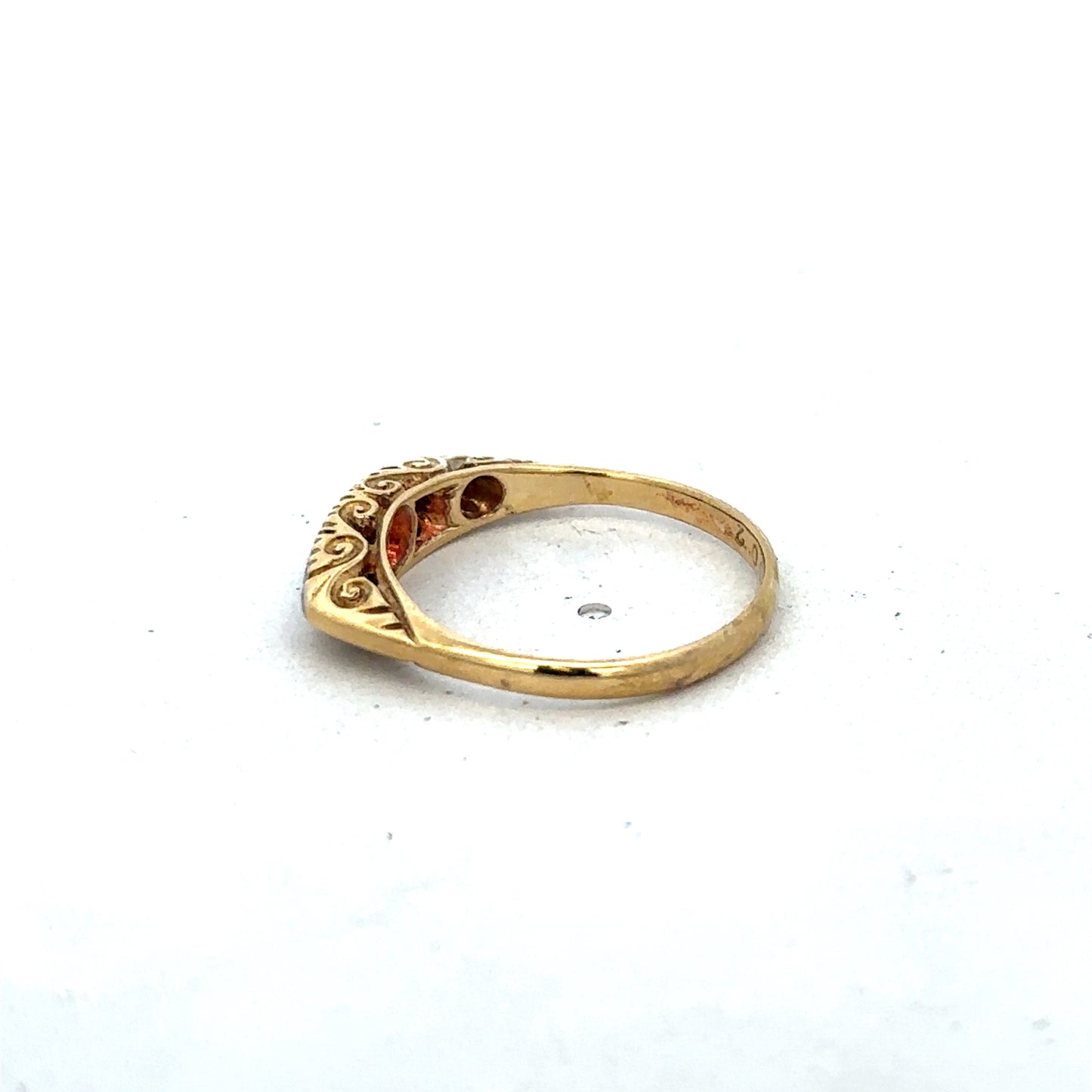 18ct yellow gold diamond ring in size L1/2 by Reeves and Sons, featuring sparkling diamonds and intricate craftsmanship.