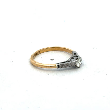 18ct yellow gold diamond ring in size O with sparkling diamonds, crafted by Reeves and Sons.
