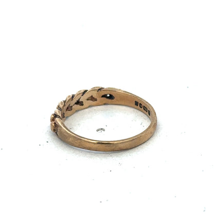 9ct yellow gold keeper ring in size K with a polished finish, designed by Reeves and Sons.