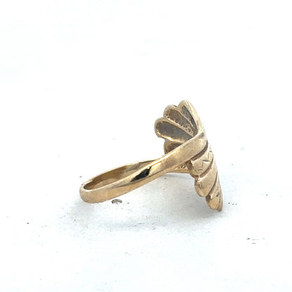 9ct yellow gold ring size N1/2 from Reeves and Sons, detailed close-up showcasing the polished band and craftsmanship.
