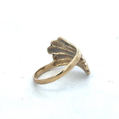 9ct yellow gold ring in size N1/2 with a smooth band, crafted by Reeves and Sons, shown in close-up detail.
