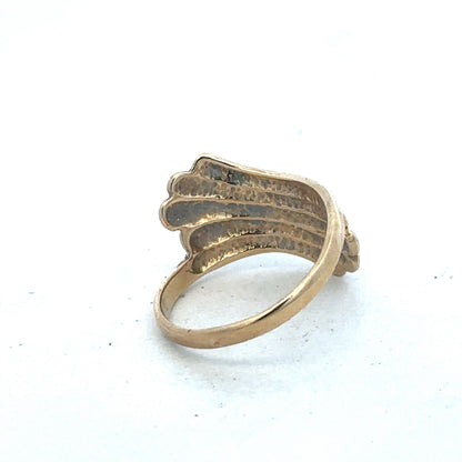 9ct yellow gold ring size N1/2 from Reeves and Sons, showing a polished band with smooth finish and classic design.