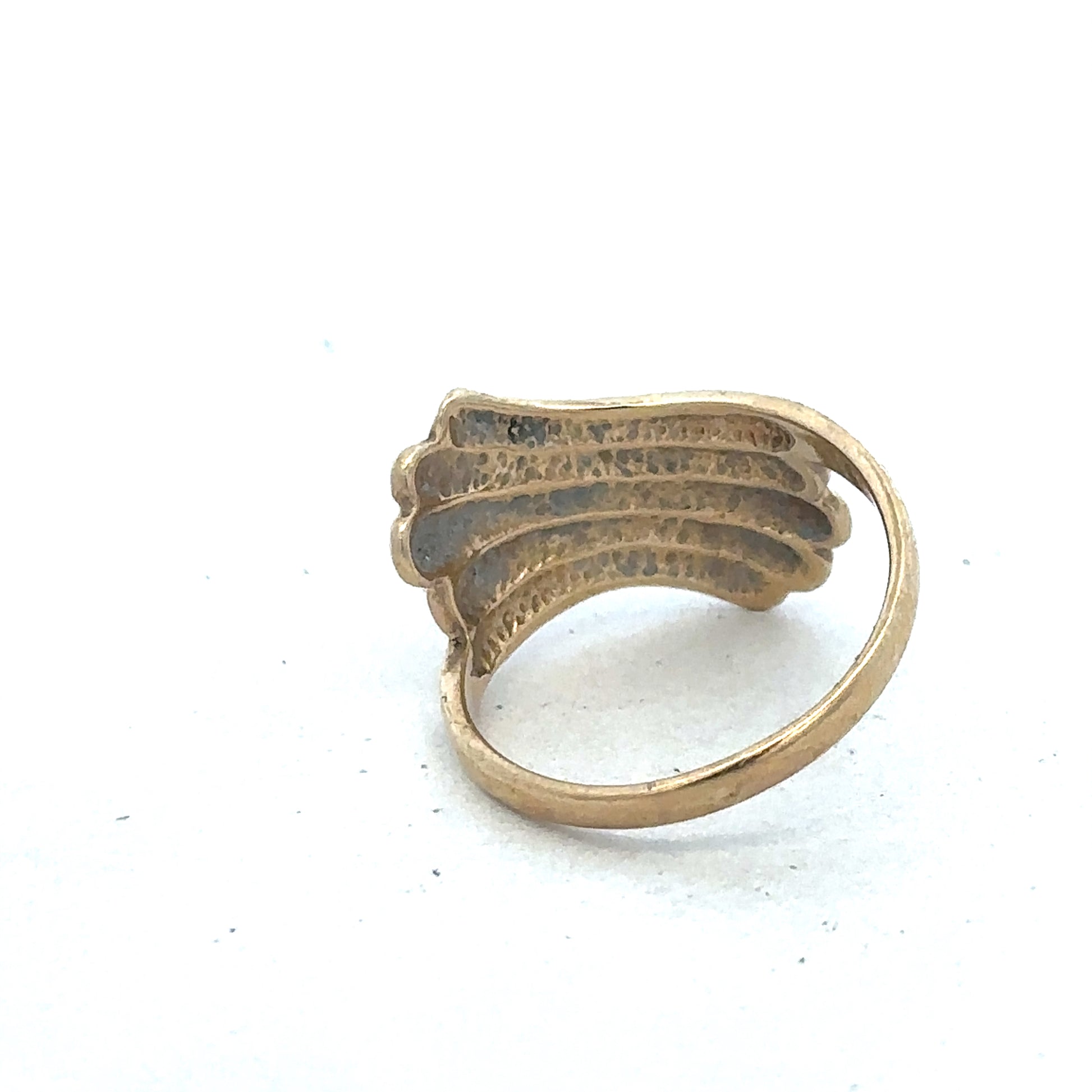 9ct yellow gold ring size N1/2 by Reeves and Sons, close-up of elegant gold band with smooth finish