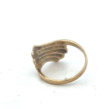 9ct yellow gold ring size N1/2 from Reeves and Sons, featuring a smooth polished band and elegant design.