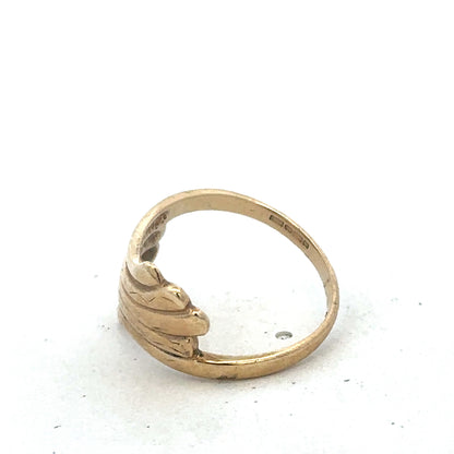 9ct yellow gold ring size N1/2 from Reeves and Sons, featuring a polished band and classic design.
